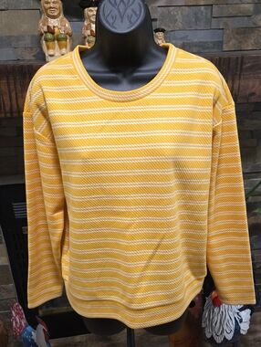 NWT Loft Yellow Striped Long Sleeve Top